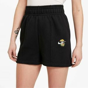 Black Nike Women’s Sweat Shorts with Mushroom Embroidery